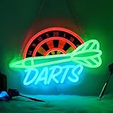CoolGift Mart Darts Neon Licht, Dimmbare LED Dart Neon Wandschild USB Powered, Dekorationen für Schlafzimmer Wohnzimmer Spielzimmer Mann Höhle Bars Clubs, Geburtstagsgeschenk für Darts Enthusiasten
