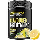Flavoured L-Glutamin Pulver - 750 g - Ultrafeines L-Glutamine mit extra Taurin - Micronized Glutamin mit Geschmack - Ohne Zucker & Top Löslichkeit - Vegan (Lemon)
