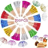 FIHODONE 200 Stück Cocktail Deko Cocktail Schirmchen, 23cm Cocktail Zubehör Cocktailspieße, Cocktailschirmchen Muffin Deko, Holzspieße Fingerfood Spieße Geeignet für Partys Picknicks ud Kneipen