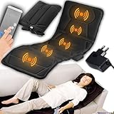 Retoo Massagematte elektrisch, 172 x 57 cm Größe und Leistung 18W, Vibrationsmatte mit Wärmefunktion und 3 Intensitätsstufe, 4 Zonen Massagematratze, 16 Motoren Vibrations, 5 Massagearten