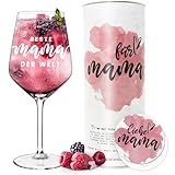 getbrave Weinglas XL | Beste Mama der Welt (530ml) in Geschenkbox | Das Geschenk zu Weihnachten | Muttertag | Geburtstagsgeschenk | Rotweingläser Weißweingläser