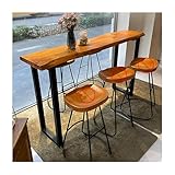 OVOGGPAN Schmaler, Langer Bartisch, Esstisch mit massiver Kiefernholzplatte, industrielle Frühstücksbar oder Konsolentisch für Küche, Pub oder Café(120x45cm/47.2x17.7in)