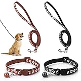 Molain 2-teiliges Hundehalsband und Leine Set, verstellbares Hundehalsband mit Leine, Schnellverschluss, Schnallenhalsband für kleine Hunde, Katzen, Welpen, Kätzchen (Schwarz+Braun)