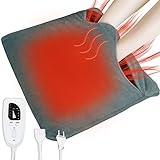 Cuplu 40x40 Fusswärmer Elektrisch, Kuscheliger Fußwärmer mit 6 Heizstufen 4 Timer, Automatische Abschaltung, Waschbar Schnellheizendes Kissen für Fuß, Rücken und Ganzkörper, Unisex (Dunkelgrau)