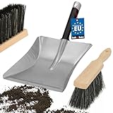 KOTARBAU® Handfeger und Schaufel mit Stiel verzinkter Stahl Kehrblech und Handfeger Metall Kehrgarnitur Handbesen mit Schaufel Handfeger Holz Kehrschaufel Metall Schaufel- & Besensets