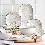 Glasurporzellan-Geschirr-Set (26-teilig/56-teilig), japanische luxuriöse Speiseteller- und Schüssel-Sets (Größe: 56-teilig) (OneColor 26-teilig)
