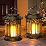 GEARLITE Solarlampen für Außen Garten Hängend, Solar Laternen für Draußen mit Realistische Flammeneffekte, IP65 Wasserdicht Solarleuchten Gartendeko mit Clips für Außen Hof Balkon (Kerzeförmig, 2)