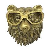 JOUFNING 3D -Kopfwand -Montierung Ornament, Tierköpfe Für Wandkunst Hängende Skulpturen, Moderne Kunstwandskulpturen, Hängende Skulptur Aus Bronzed Resin, Bärenkopfwandskulptur, Heimdekoration