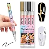 4 Farben Nail Art Pen 3D Nagelkunststift Set, Nagelkunststift DIY Linie Nagelkunst Graffiti, Nagelspitze Nail Art Beauty Schmücken Maniküre Werkzeuge, Nagellackstifte Nageldesign für Beauty (Bunt, 4x)