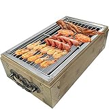 Tragbarer Mini-Bambus-Holzkohlegrill – Outdoor-Tischgrill für kleine Räume, perfekt für neue Häuser, Camping und Picknicks, leicht und einfach zu bedienen