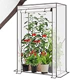 Sekey Gewächshaus Klein 150x100x50 cm, Tomatengewächshaus Foliengewächshaus Tomaten Gewächshaus Balkon Indoor Outdoor - Stabil, Winterfest & Einfach zu montieren, Weiß