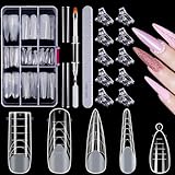 MELLIEX 120 Stücke Dual Nail Forms Set, 5 Formen Nagelverlängerung Verlängerung Nagel Gel Formen Nagelform Set mit Dual-Ended Nagel Pinsel, Nagelspitzen Clip und Nagelfeile für Polygel Nagel Werkzeug