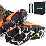 Ice Klampen Steigeisen mit 19 Zähne, Wahre Edelstahl Spikes und langlebiges Silikon, Schuhkrallen Anti Rutsch Schuhspikes für Winter Walking Wandern Bergsteigen.