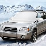 Kiaitre Frontscheibenabdeckung, Autoabdeckung Winter, Auto Scheibenabdeckung mit Magnet, Windschutzscheibenabdeckung für gegen Sonne, Staub, Frost, Wasserbeständig (152×123cm)