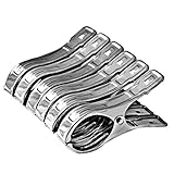 Vicloon 6 Stück Edelstahl Strandtuch Clips Große Wäscheklammern, für Tägliche Wäsche, Strandtuch, Badetuch, Bettwäsche und Dicke Kleidung (6 Pcs)