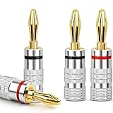 QttvbTna 4 Stück Lautsprecher-Bananenstecker, 4mm Lautsprecheranschlüsse, Audio-Buchsenanschluss für Lautsprecherkabel, Buchsen, Verstärker, passend für Kabel mit Einer Drahtgröße bis zu 4mm