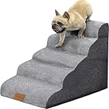 Trhillsbrad Breiter Hundetreppe 5 Stufen 62cm hoch für Kleine Hunde, Hochdichtem Schaumstoff Haustiertreppe, Waschbarem Bezug und Rutschfestem Boden