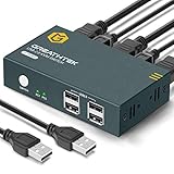 GREATHTEK HDMI KVM Switch USB 2 Port 4K,4 USB 2.0,4K@30Hz,KVM Switch 2 PC 1 Monitor,KVM USB Umschalter,Ultra HD,mit 2 USB und 2 HDMI Kabeln