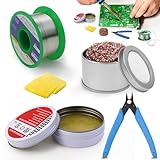 Lötzinn mit Flussmittel Löten Bleifreier Lötdraht, Lötspitzenreiniger Löt Zubehör lötzinn Set, Lötflussmittel Soldering Wire, Lötkolben Zubehör für Reparatur Elektrolöten Heimwerken