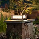 HMAKGG LED Pfostenkappen Licht, Außen Sockelleuchte aus Aluminium, 3000K Warmweiss Zaunpfosten Lampe Säulenlampe Landschaft Lampe IP55 Wasserdichte für Garten Hölzerne Pfosten Patio Zaun, Schwarz