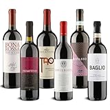 DELINAT – Wein Probierpaket Bella Italia – Weinset mit Bio Rotwein aus Italien – 5x trocken & 1x halbtrocken, vegan (6 x 0,75l)
