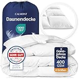CALMONT - Daunen Bettdecke I Daunendecke 135x200 I 100% extra weiche Federn & Daunen | Fachärztlich geprüft für Allergiker | Oeko-Tex (135 x 200 cm, Ganzjahresdecke)