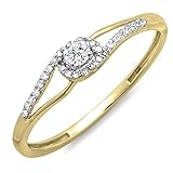 Dazzlingrock Collection Damen-Verlobungsring, 0,18 Karat (Karat), 14 Karat Gold, Rundschliff, Diamanten, gekreuzt, Wirbelform, Gelbgold, Diamant, Gelbgold, Diamant