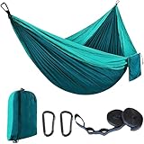 EDWINENE Outdoor Camping Hängematten Doppelhängematte 300 x 200 cm, Ultraleichte Reisehängematte mit Einer Kapazität von bis zu 300 kg, Hängematte aus 210T Fallschirmnylon für Garten (HLL3M)