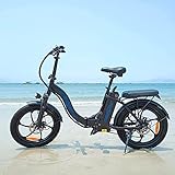 E Bike Klapprad 20 Zoll für Erwachsene | 250W E-Faltrad Elektrofahrrad | 48V 10.4Ah Li-Ionen-Akku und Shimano 7-Gang | 25KM/h, 55KM | Hinteres Rücklicht | CE-Zertifizierung