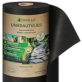 Covello Unkrautvlies 10m² Premium Line - Unkrautfolie wasserdurchlässig - Unkrautvlies für Garten - Gartenvlies gegen Unkraut hohe UV-Stabilisierung (10m x 1m) - reißfestes Unkrautvlies 50g/m²