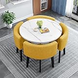 Modernes Esszimmer-Set für 4 Personen mit rundem Tisch und Stühlen, perfekt für kleine Küchenräume