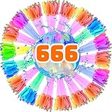 TFSZE 666 Stück Wasserbomben Selbstschließend,Wasserbombens,Wasserbomben Mehrweg,Farbige Wasserballon Set,Water Balloons,Biologisch Abbaubare Cluster Wasserballons Für Wasser Spiele