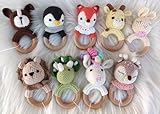 Baby Geschenk Babygeschenke Geburt Baby Babyrassel gehäkelt Geburtsgeschenk Rassel Greifring Amigurumi Geburt Beißring Zahnungshilfe Häkelrassel Mitbringsel Junge Mädchen Taufgeschenk Babyspielzeug