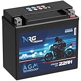 NRG Premium YTX20L-BS AGM Motorradbatterie 22Ah 12V 370A/EN Batterie 51821 CTX20L-BS GTX20L-BS auslaufsicher wartungsfrei ersetzt 20Ah