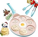 Pfannkuchenpfanne Omelettpfanne Pfannkuchenpfanne Antihaftbeschichtung - Pfannkuchen-Grillpfanne - Pfannkuchenform für Kinder - Antihaft-Grillplatte 7 Tierblaue Bratpfanne (Farbe: Einfarbig)