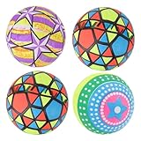 LALADEFIEE 4 STK. Teiliges Aufblasbares Strandball Sicherem PVC Fluoreszierende Leichte Beach Poolbälle mit Bunten Sternmustern für Outdoor-wurfspiel Sommerliche Wasserspaß-aktivitäten