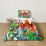 Odot Kinderbettwäsche für Jungen und Mädchen, Gemalte Tiere Kleinkinder Baby Bettwäsche-Set, Bettbezug & Kopfkissenbezug, Babybett Kinder Babybettwäsche Set (Kaktustiger,140x200cm)