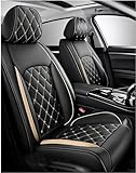 DateYcn Autositzbezüge für Fiat 500, 500C, 500e, 500L, 500X, 600. Die vorderen und hinteren wasserdichten Leder-Sitzkissen schützen den Sitzbezug, goldfarben