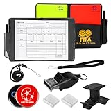 COCOMAX Schiedsrichter Set, Fußball Schiedsrichter Karten Set mit PVC Gelbe Rote Karte, Schiedsrichter Pfeife, Pfeifen-Schlüsselband und Tasche Punktebuch, Schiri Set für Fußballspiel Schulsport Sport