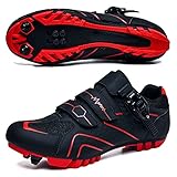 GZQIAWY Radfahren MTB Schuhe Herren Sport Route Cleat Road Dirt Bike Speed ​​Flat Sneaker Racing Damen Fahrrad Mountain SPD Biking Roter schwarzer Berg 45