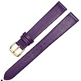kongsou Für Anne Klein Damen-Uhrenarmband aus echtem Leder(Purple gold,18mm)