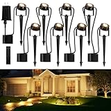 JACKYLED 8 Stück Gartenbeleuchtung mit Fernbedienung und 24V Adapter, 9W 3000K Warmweiß, IP65 Timer Gartenstrahler, Weg, Terrasse, Plug & Play, 19 Meter Gesamtlänge