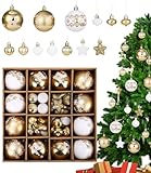 SOBEAU 52 Stück Weihnachtskugeln,Weihnachtskugeln Kunststoff,bruchsicher Weihnachten Weihnachtsbaumschmuck Matt Glänzend Glitzernd Christbaumkugel fur Weihnachtsbaum Neujahr Ornamente,Weihnachten