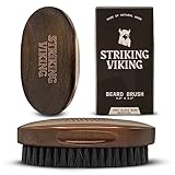 Striking Viking Wildschweinborsten Bartbürste für Männer - Ergonomische Design-Bartbürste Männer aus natürlichem Strandholz - Wildschweinborsten Bürste für Männerpflege & Bartwuchs - Bartglätter