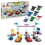 LEGO DUPLO Town F1 Team Rennautos mit Rennfahrern, Bauspielzeug für die ganze Familie, fantasievolles Spielerlebnis, Geburtstagsgeschenk für Kleinkinder, Jungen und Mädchen ab 2 Jahren 10445