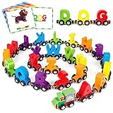 Vanmor Magnetische Hölzerne Alphabet Zug Sets, Montessori Kleinkind Spielzeug für 1 2 3 4 Jahre alt Junge Mädchen Geschenke, Holzspielzeug Geschenke für 1 2 3 4 Jahre alt Jungen Mädchen