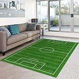 HOSIMA Fußballfeld Teppich, Weiche Bodenmatte, Fußballfeld-Bedruckte Schlafzimmer-rutschfeste Bodenmatte, Kurzflorige Flauschige Bodenmatte, Waschbar(Fußballfeld 220 * 160)