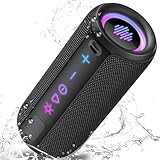 TIMU Bluetooth Lautsprecher mit Licht, Bluetooth 5.4 Musikbox, 30W Dual Lautsprecher, Dualen Bass-Treibern, 30 Std Akku, IPX7 wasserdicht, TWS Paarung, AUX, TF Karte, Geeignet Outdoor/Party/Reisen