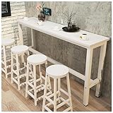 Moderner weißer Bartisch aus Holz für Zuhause, Theke, Höhe, rechteckig, Konsole, Sofatisch, langes Frühstück, Küche, Bartisch, schmales Design (Größe: 140 x 30 x 100 cm)