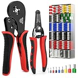 Xastro Aderendhülsenzange, Crimpzangen Aderendhülsen Set, Kabelschuhe Set mit Zange 1250 stück Kabelschuhzange， Aderendhuelsen Für 0,08-16mm² Ergonomischer Griff Crimp Tool